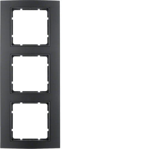 Plaque de recouvrement 3 postes Berker B.3 Alu, Noir / Anthracite