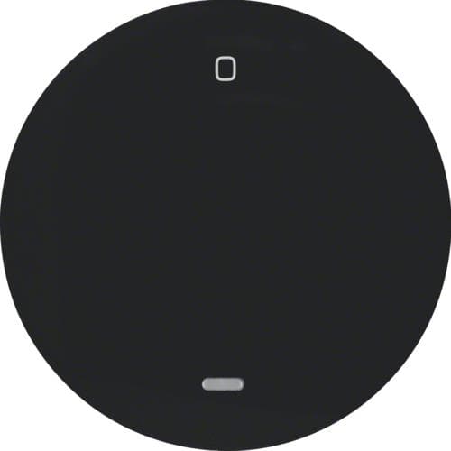 Touche avec voyant transparent et inscription 0 Berker R.1 / R.3 Noir, brillant