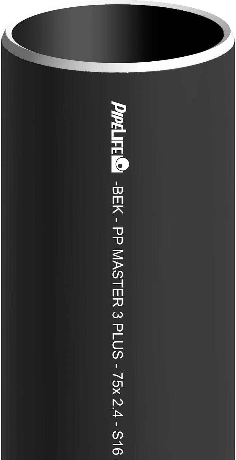 TUBE PP 75MM NOIR LONGUEUR 3M