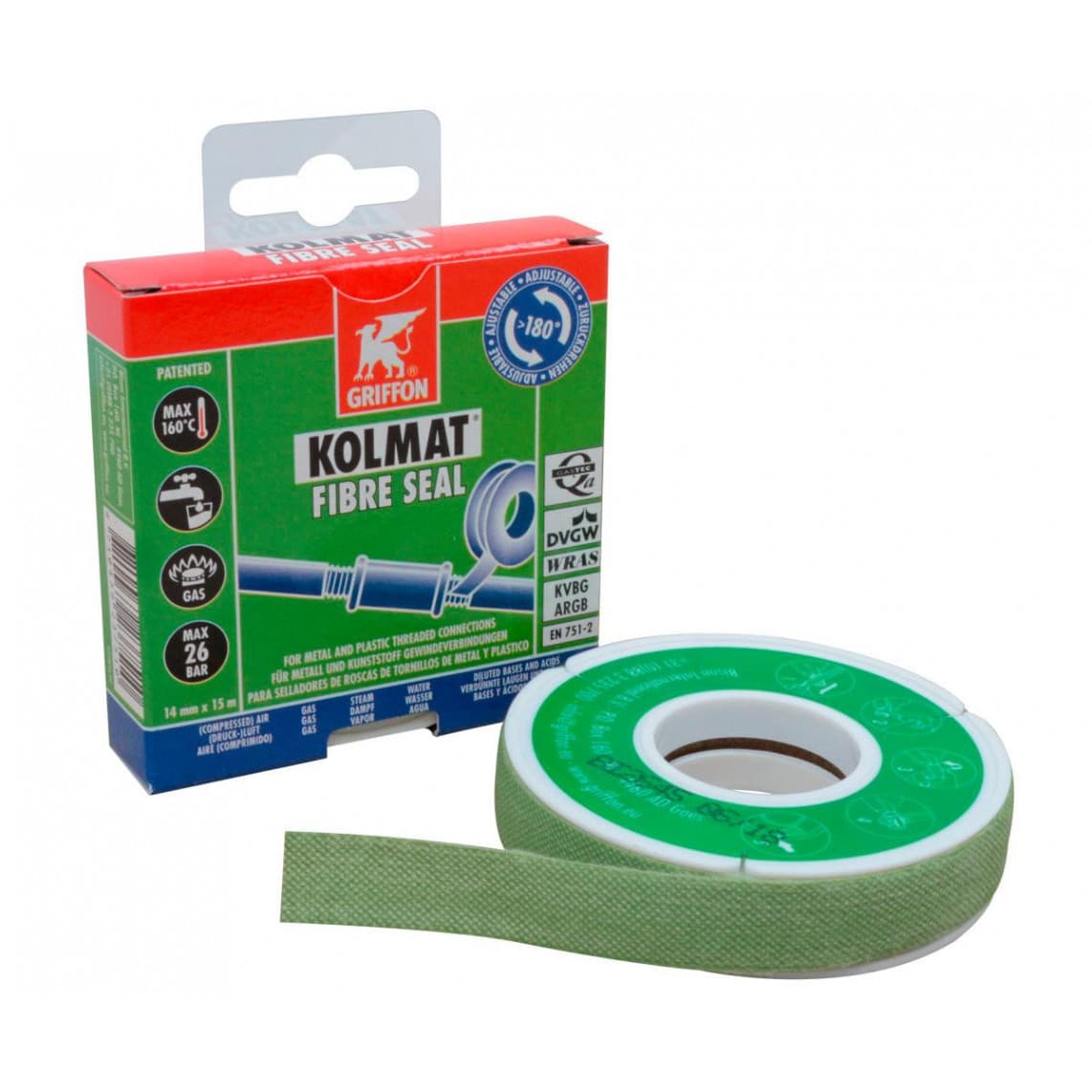 6310694 ruban d'étanchéité pour filetage, 12 mm x 15 m, renforcé par des fibres, Pression de retour 180° 160°C
