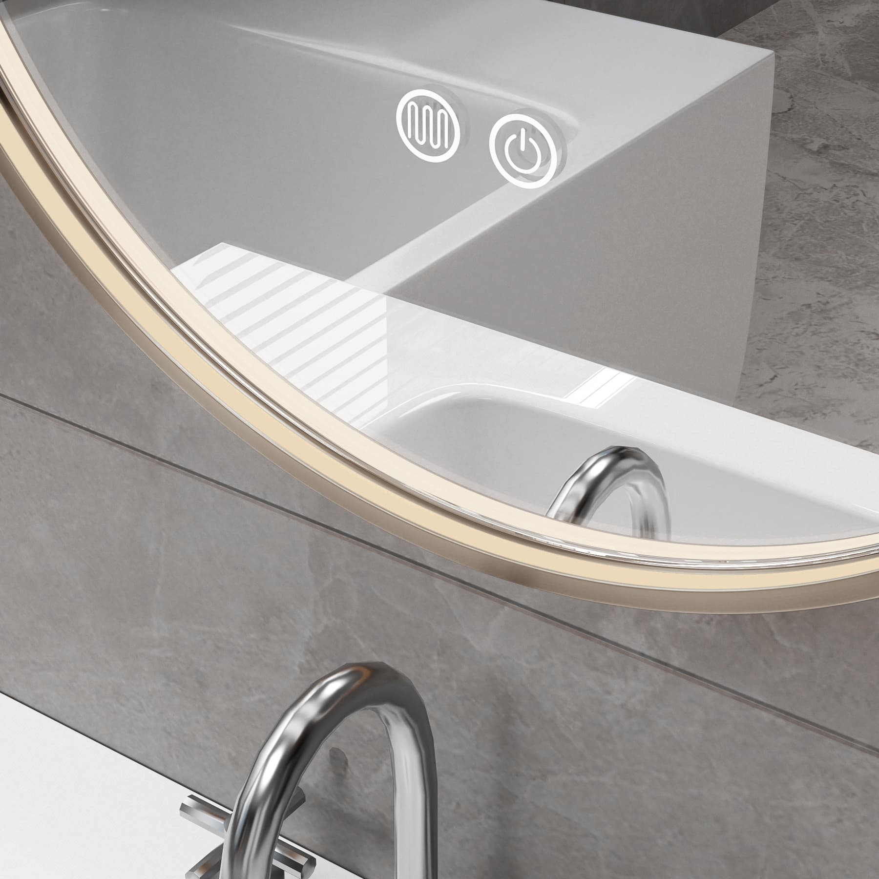 ALONI AVALO MIROIR - AVEC ÉCLAIRAGE LED - OVALE - AVEC CADRE - ANTI-BUÉE - TEMPÉRATURE DE COULEUR LED 3000-6000K - DIMMABLE - 50X100CM - BRUN BRONZE BROSSÉ