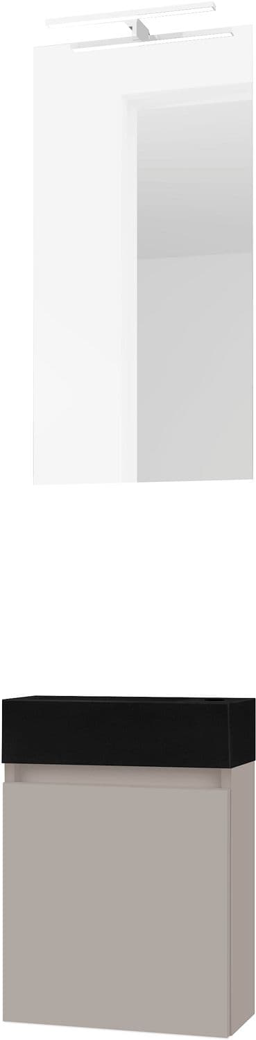 LAVE-MAINS FORM MINI LAVA/ 1 PORT/MIROIR/LUMIERE LED POUDRE GRIS