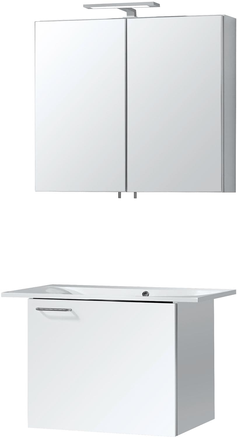 MEUBLE BIZZY 80/60 AVEC ARMOIRE TOILETTE 80 AVEC ECLAIRAGE BLANC