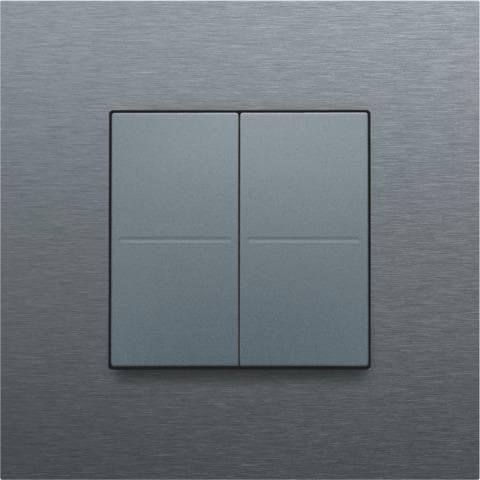 Touche double pour interrupteur sans fil ou bouton - poussoir à 4 boutons de commande Alu Steel