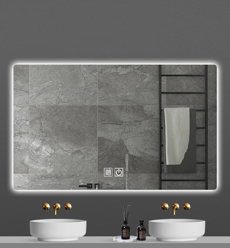 ALONI QUEEN MIROIR - AVEC ÉCLAIRAGE LED - RECTANGULAIRE - SANS CADRE - AVEC CHAUFFAGE - TEMPÉRATURE DE COULEUR LED 3500-6500K - 100X60CM