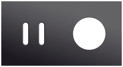 Plaque de recouvrement double, horizontale 71 mm d'entraxe, pour une fonction de commutation double et une fonction de prise de courant, Niko Rocker alu black brushed