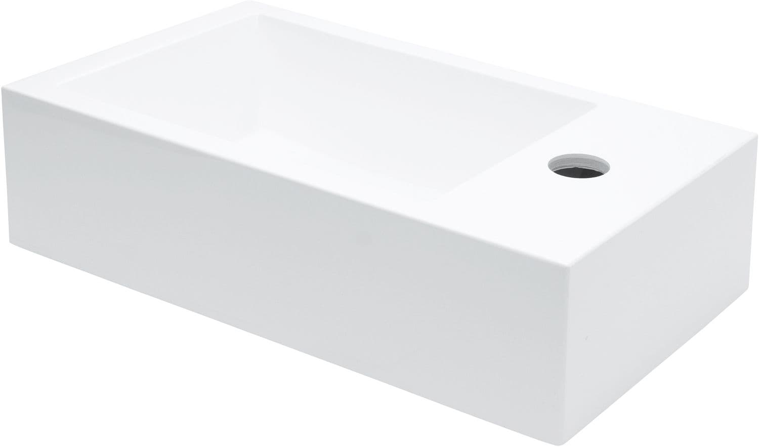 LAVE-MAINS NEWFORM 40X22CM TROU ROBINET DROITE BLANC
