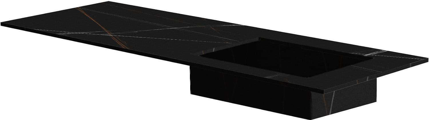 TABLET MARBRE CERAMIQUE PURO LAVABO S DROITE L140 H1,2 SANS TROU ROBINET BAMBOO BLACK