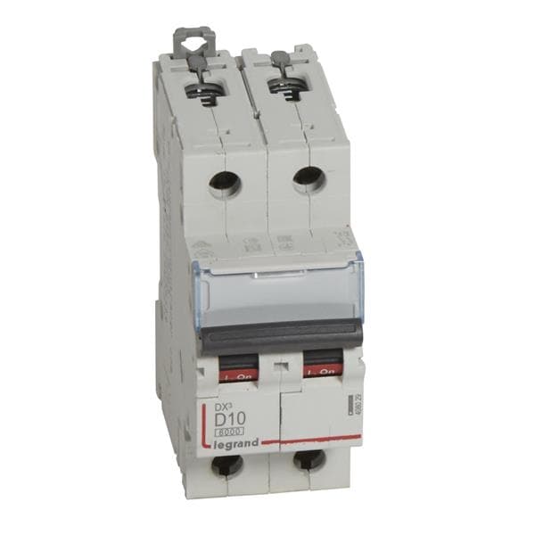 Disjoncteur DX³ 6000A / 10kA 2 pôles courbe D 10A 400V 2 modules