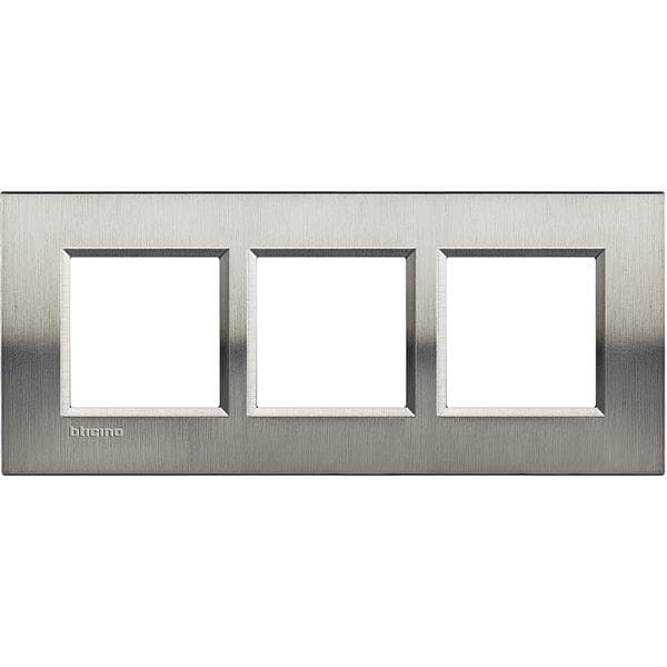 LivingLight - plaque rectangulaire 3 x 2 modules 57mm Acier brossé