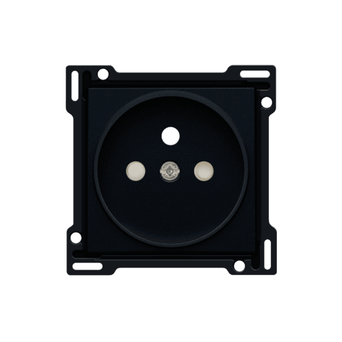 Set de finition pour prise de courant avec broche de terre et obturateurs de protection, profondeur d’encastrement de 21 mm, couleur black coated
