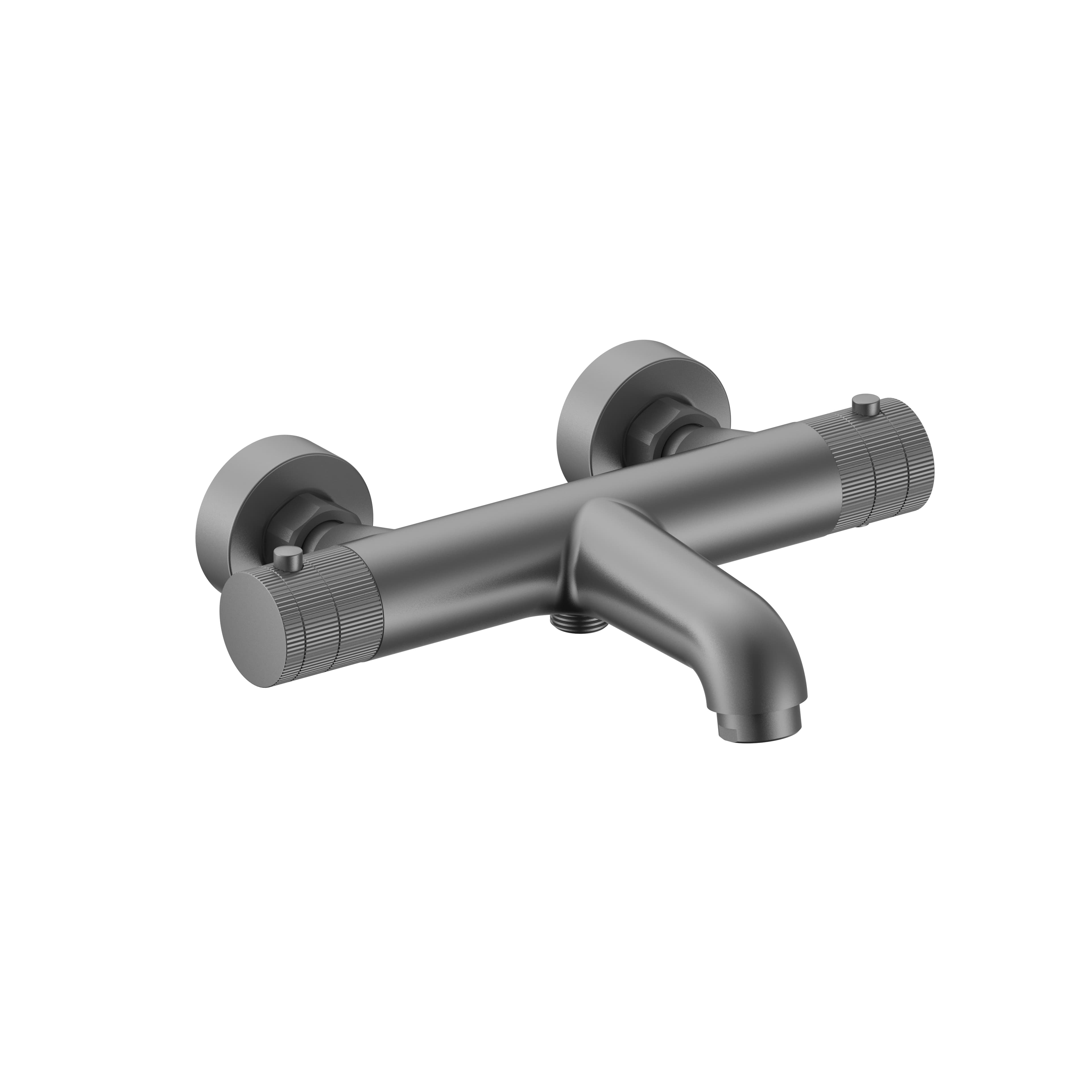 STRIA MITIGEUR DE BAIN – THERMOSTATIQUE – MONTAGE MURAL – BOUTONS AVEC FINITION STRIÉE - BELGAQUA - GUNMETAL (PVD)