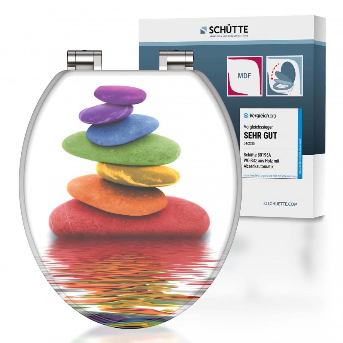 80120 abattant WC en MDF COLORFUL STONES, avec frein de chute