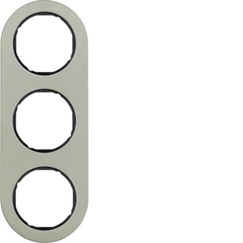 Plaque de recouvrement 3 postes Berker serie R.Classic Inox / Noir