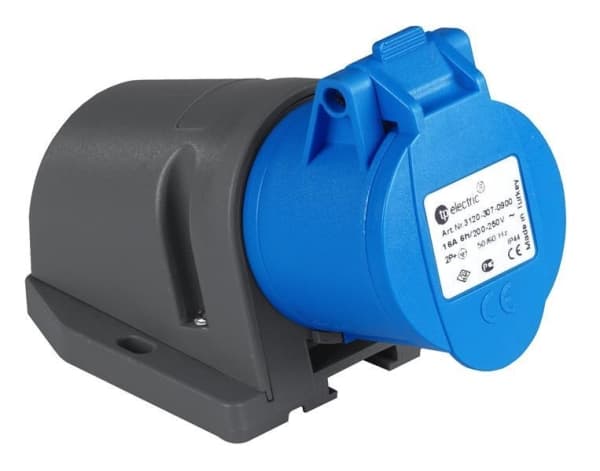 Prise CEE femelle murale 3 x 16A 220 - 240Vac Bleu IP44 avec raccords rapides