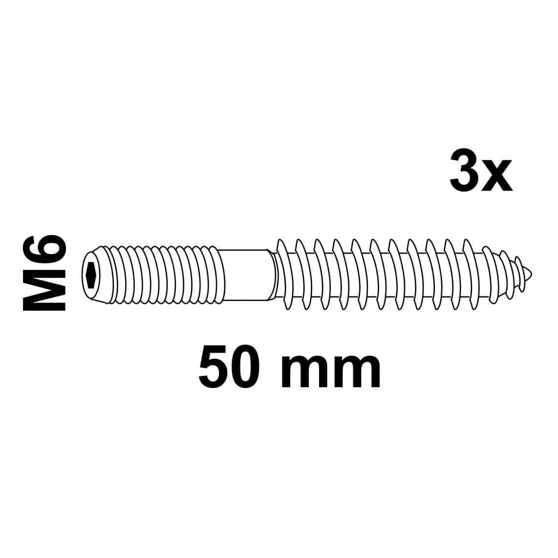 97333040 vis à double filetage, M6 x 50 mm (3x)