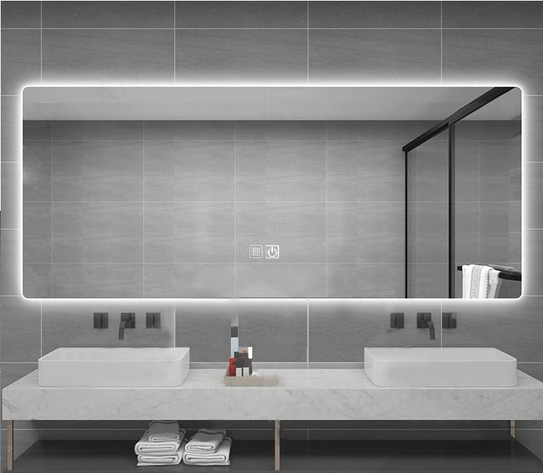 ALONI QUEEN MIROIR - AVEC ÉCLAIRAGE LED - RECTANGULAIRE - SANS CADRE - AVEC CHAUFFAGE - TEMPÉRATURE DE COULEUR LED 3500-6500K - 160X60CM