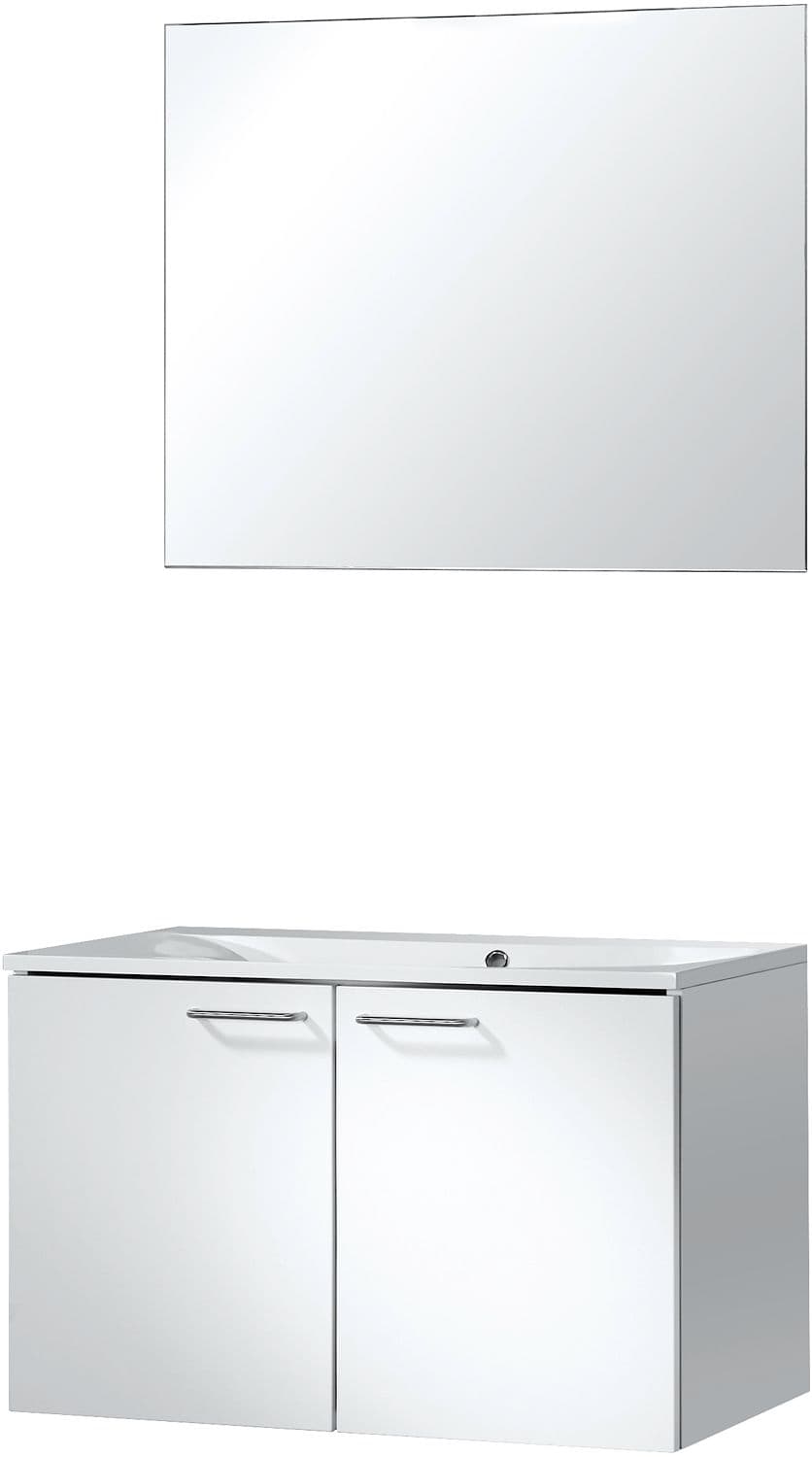 MEUBLE BIZZY 80/80 AVEC MIROIR 80 BLANC
