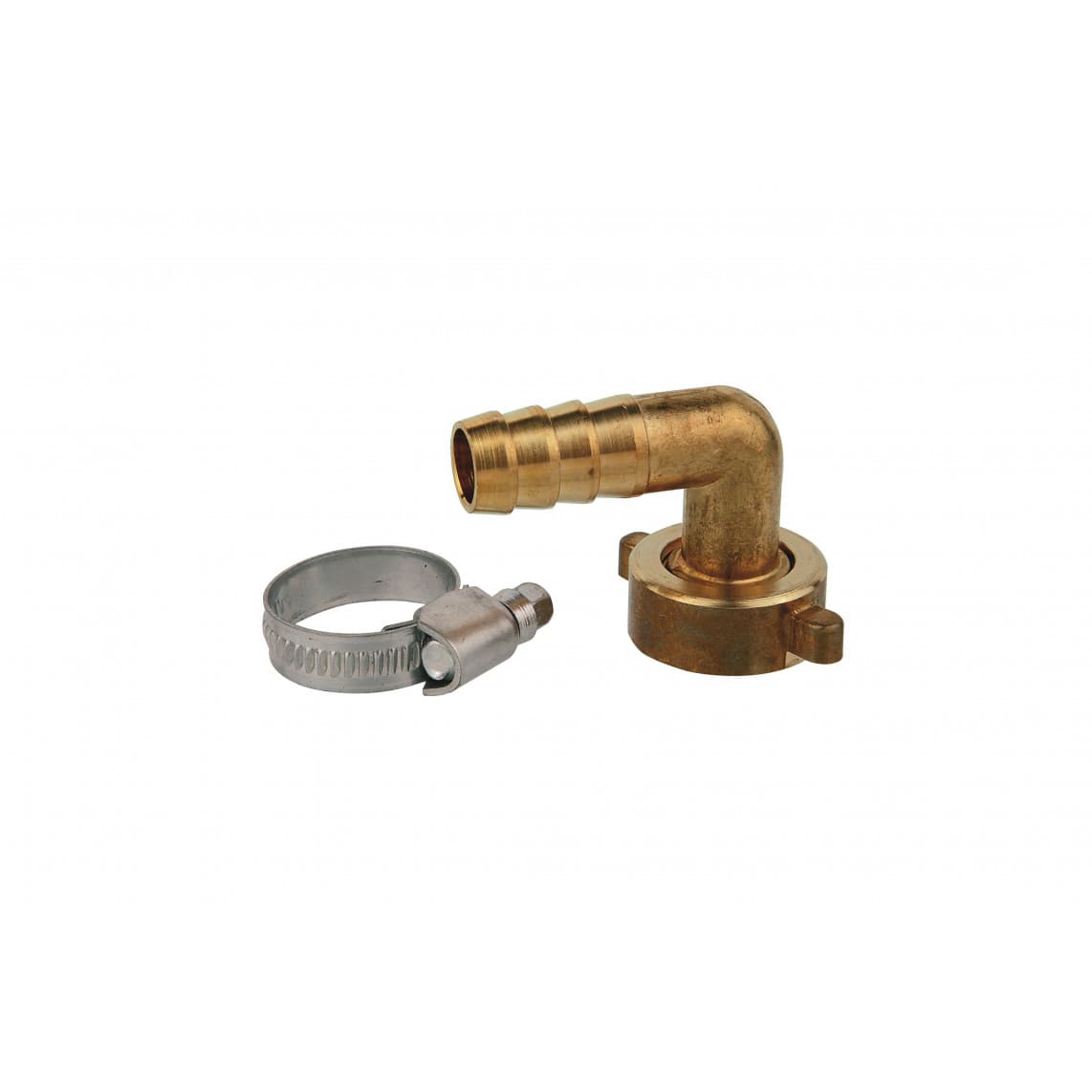 987388148 LT coude-raccord à visser pour flexible, vierge, 3/4"M x 1/2"T, avec collier de serrage