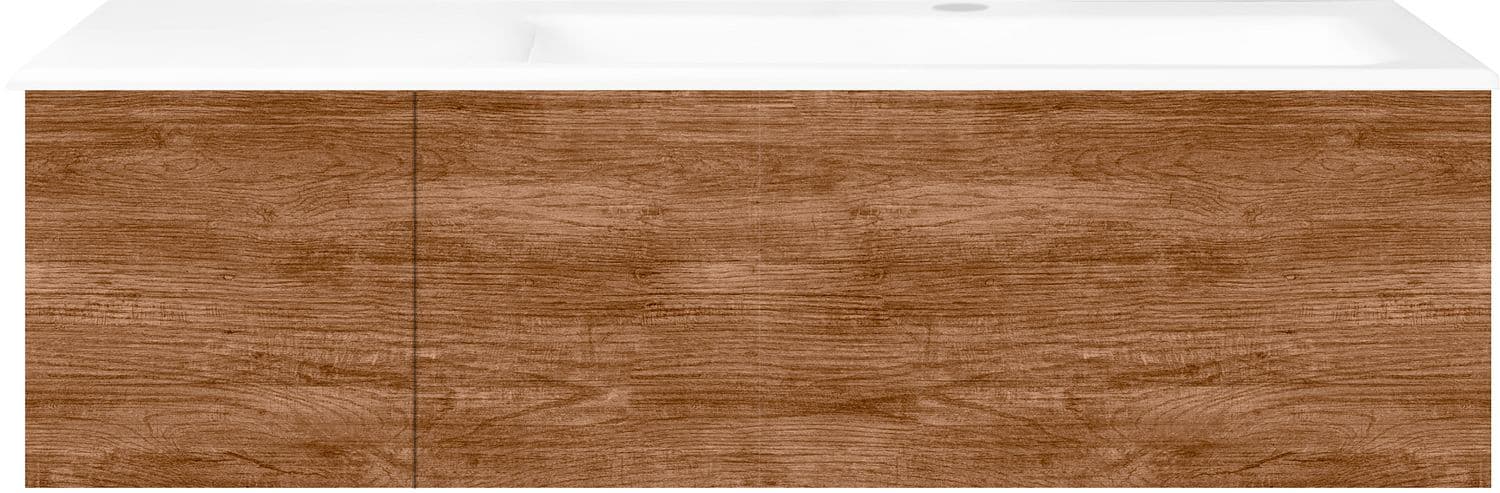 SOUS MEUBLE COFFEE 2 TIROIRS 110 TECTONA DECOR CANNELLE +LAVABO DROITE PORCELAINE BLANC