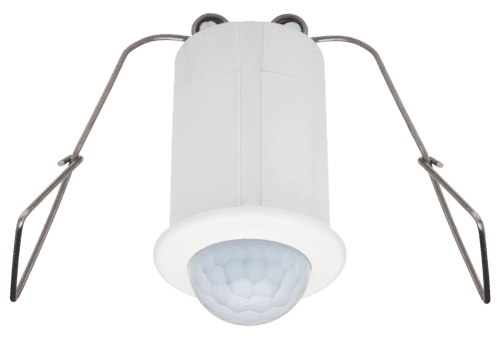 Détecteur de présence, 230 V, 9,5 m, IP65, mini, pour montage encastré, couleur blanc