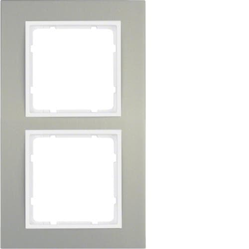 Plaque de recouvrement 2 postes Berker B.3 Alu / Blanc polaire