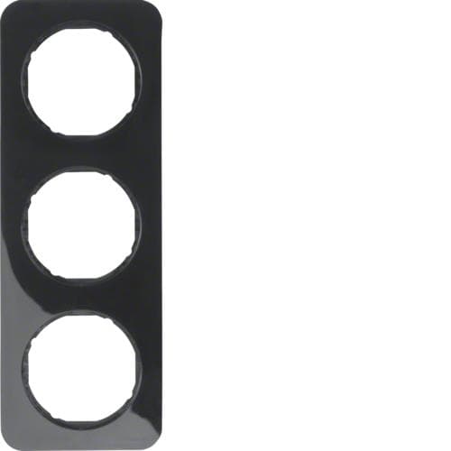 Plaque de recouvrement 3 postes Berker R.1 Noir, brillant