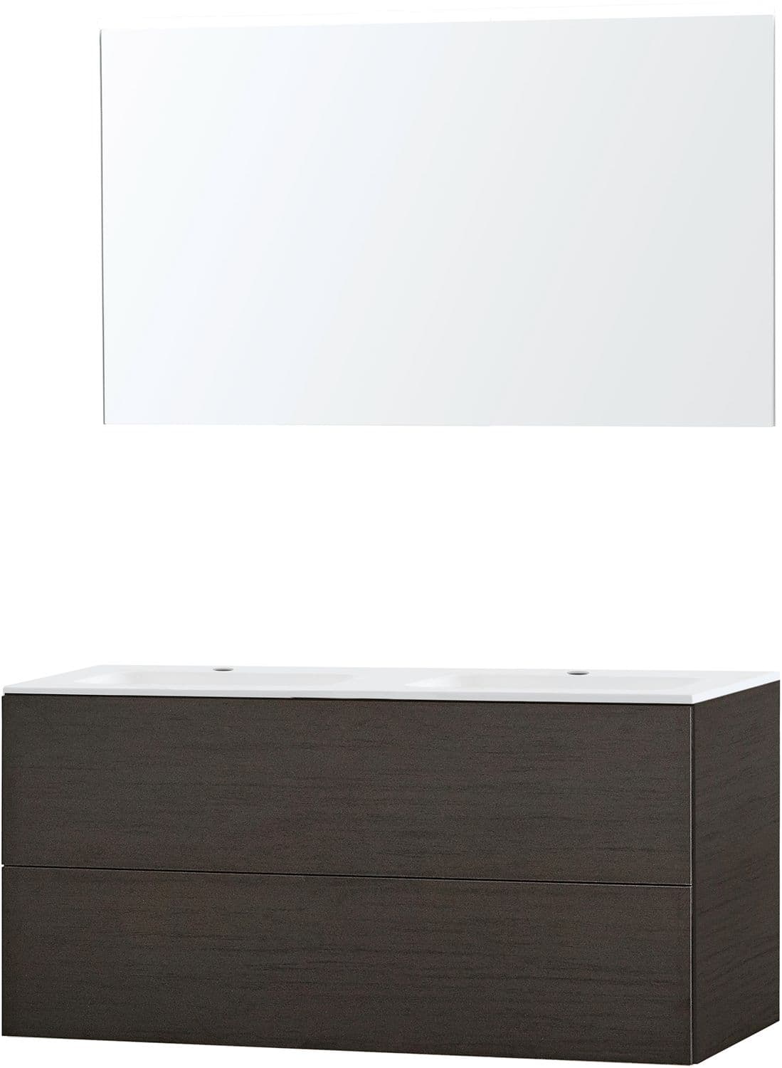 MEUBLE PURO DUO WENGE 120 MARBRE SYNTHETIQUE MIROIR