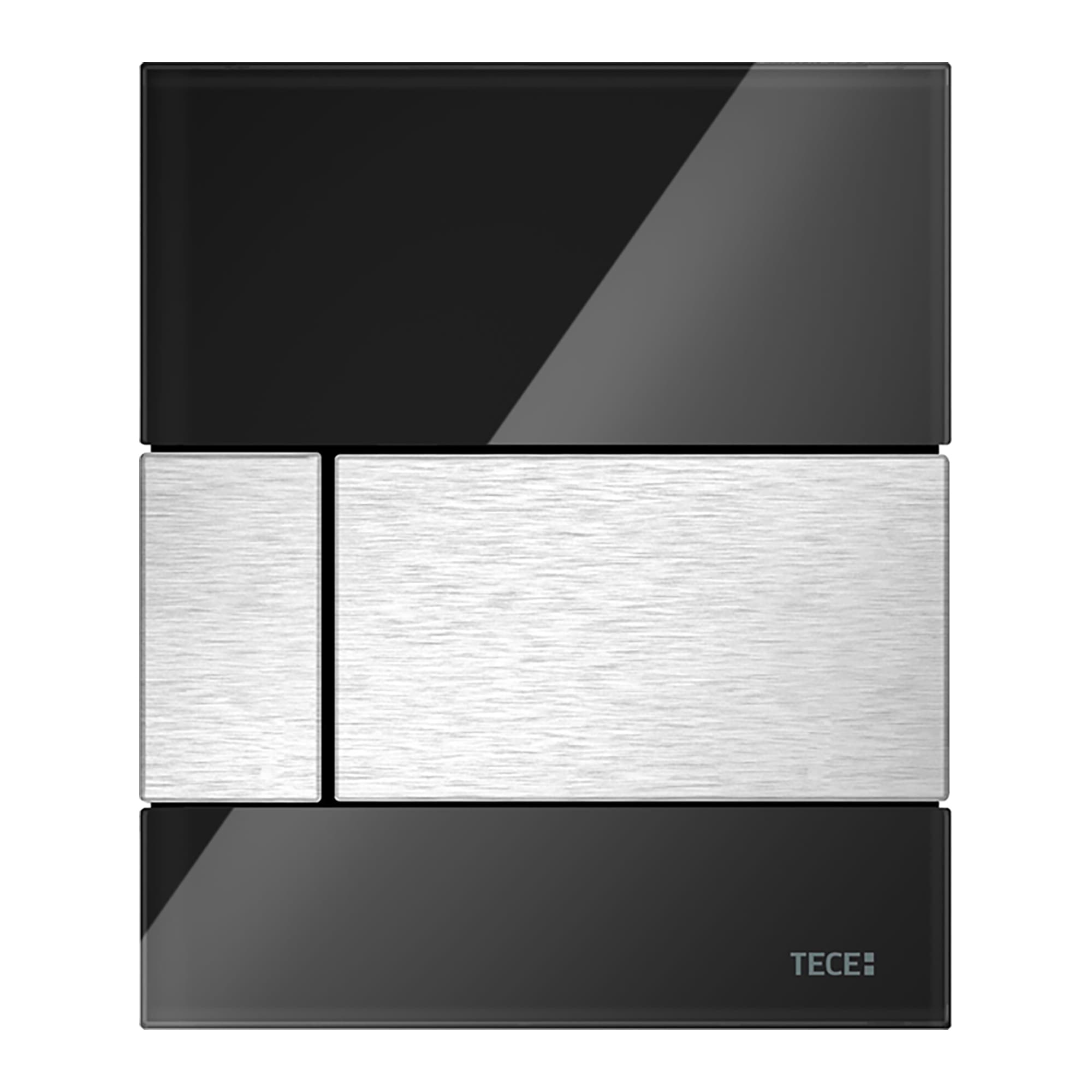 TECESQUARE GLASS - PLAQUE DE DÉCLENCHEMENT URINOIR - CARTOUCHE INCLUSE - VERRE - VERRE NOIR BRILLANT - TOUCHE RVS LOOK