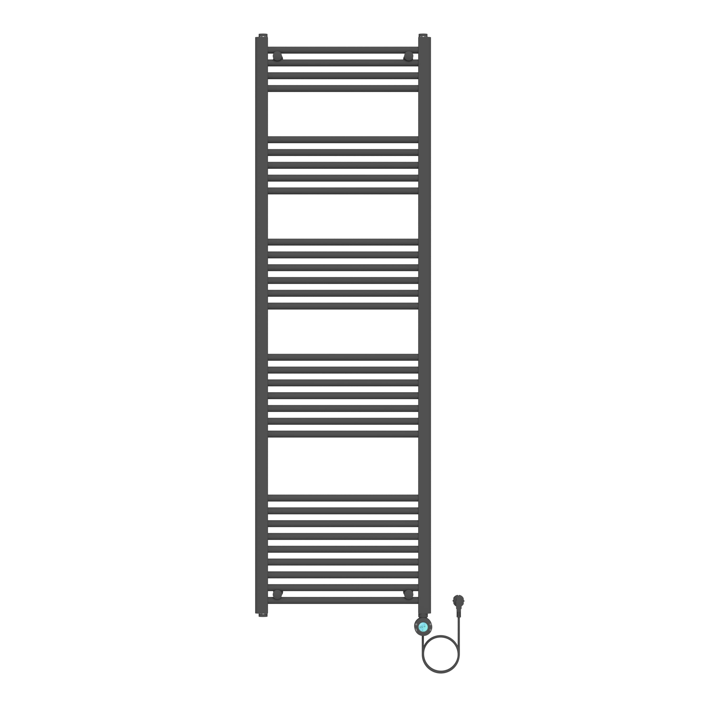 BELRAD SÈCHE-SERVIETTES ÉLECTRIQUE – AVEC THERMOSTAT NUMÉRIQUE PROGRAMMABLE – SMART WIFI - RACCORD À DROITE – 1000W – 1800X550 MM – NOIR MAT