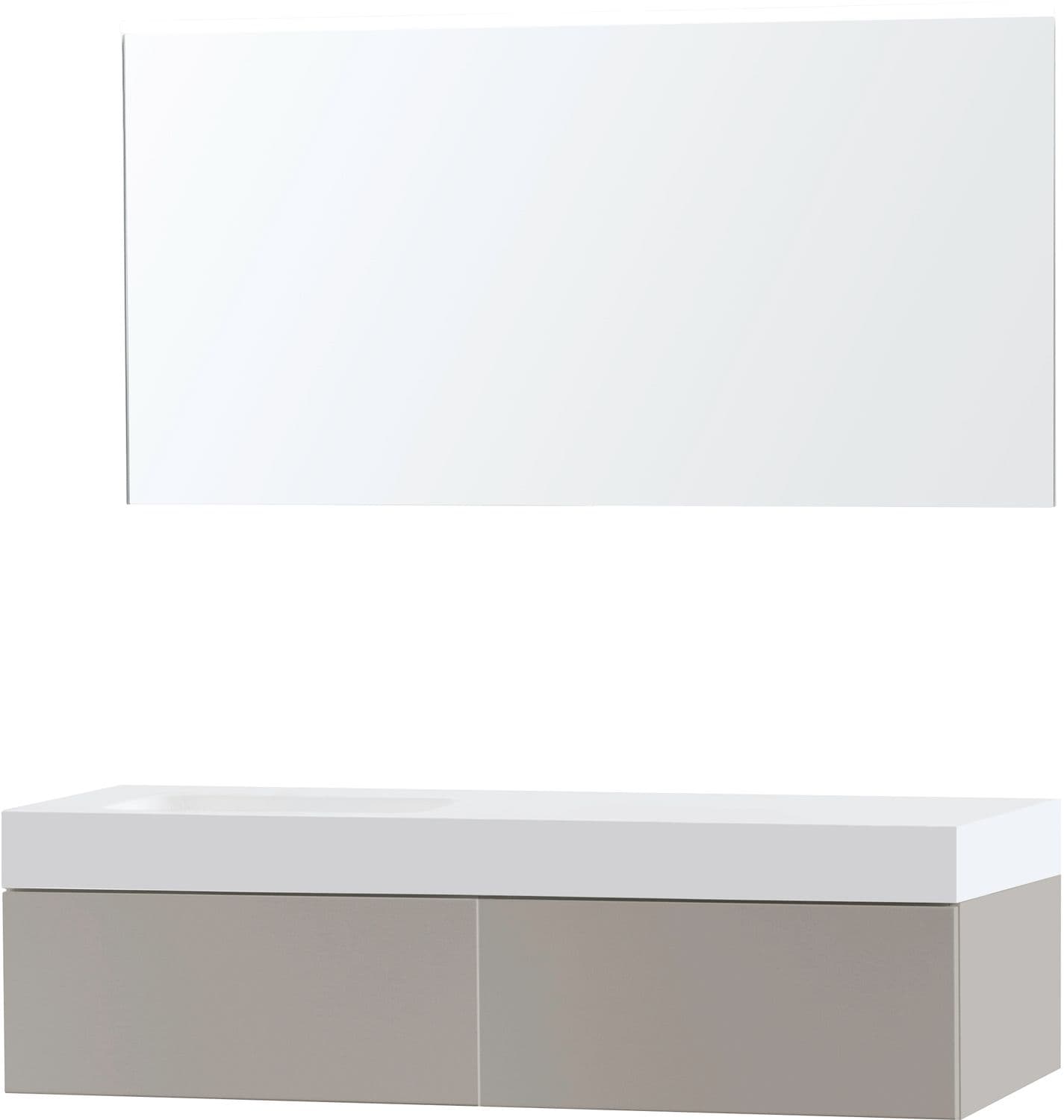 MEUBLE PURO SOLO GRIS ASYMETRIQUE 140 GAUCHE 1 TIROIR SOLID PURO MIROIR