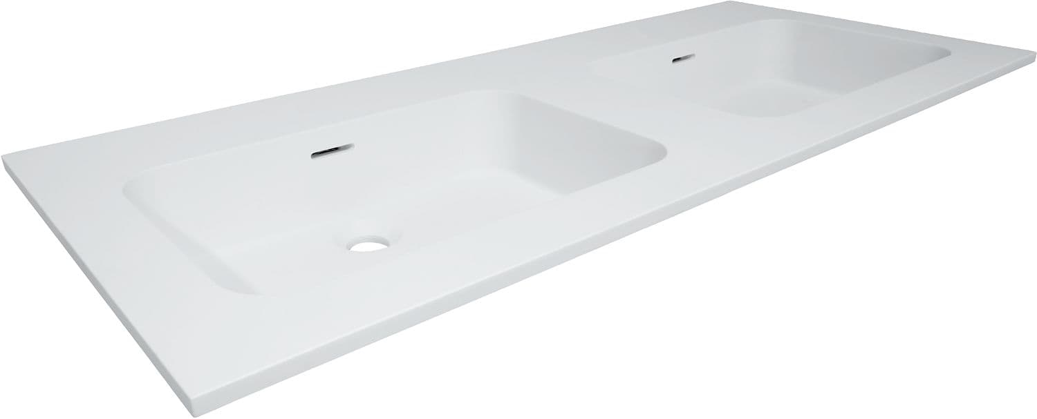 TABLETTE COMBO/MOLTO/PURO 180X50CM 2 LAVABO SOLID BLANC