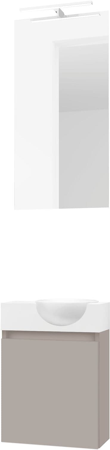 LAVE-MAINS FORM MINI QUO DROIT/ 1 PORT/MIROIR LUMIERE LED POUDRE GRIS