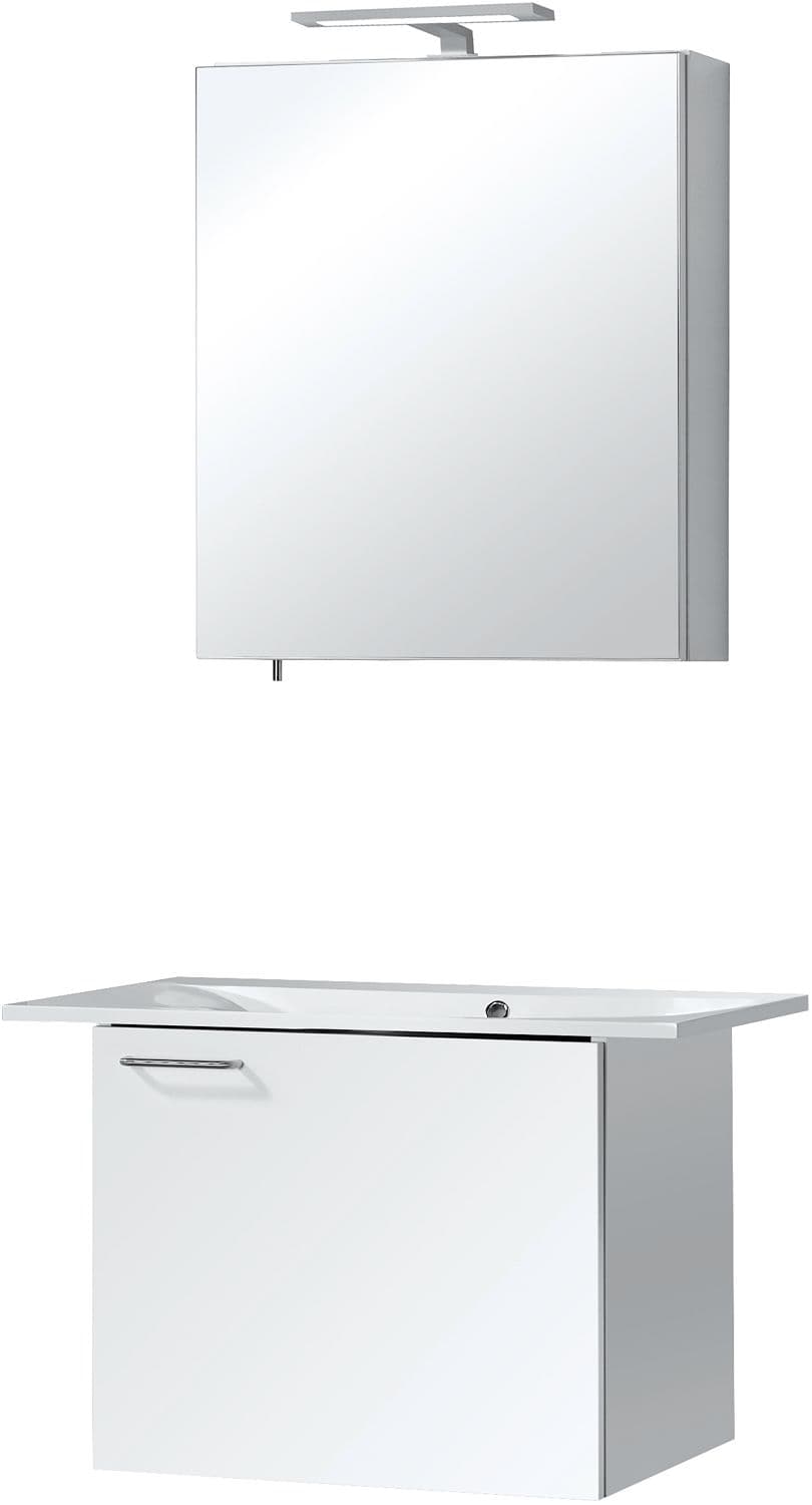 MEUBLE BIZZY 80/60 AVEC ARMOIRE TOILETTE 60 AVEC ECLAIRAGE BLANC