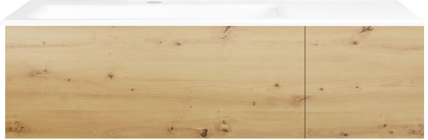 SOUS MEUBLE COFFEE 2 TIROIRS 110 CHENE DECOR URBAN +LAVABO GAUCHE PORCELAINE BLANC