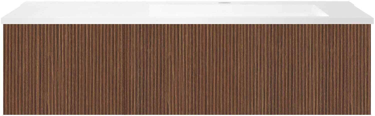 SOUS MEUBLE COFFEE 2 TIROIRS 120 NOYER SMARTLINE+LAVABO DROITE EN MARBRE SYNTHETIQUE BLANC MAT