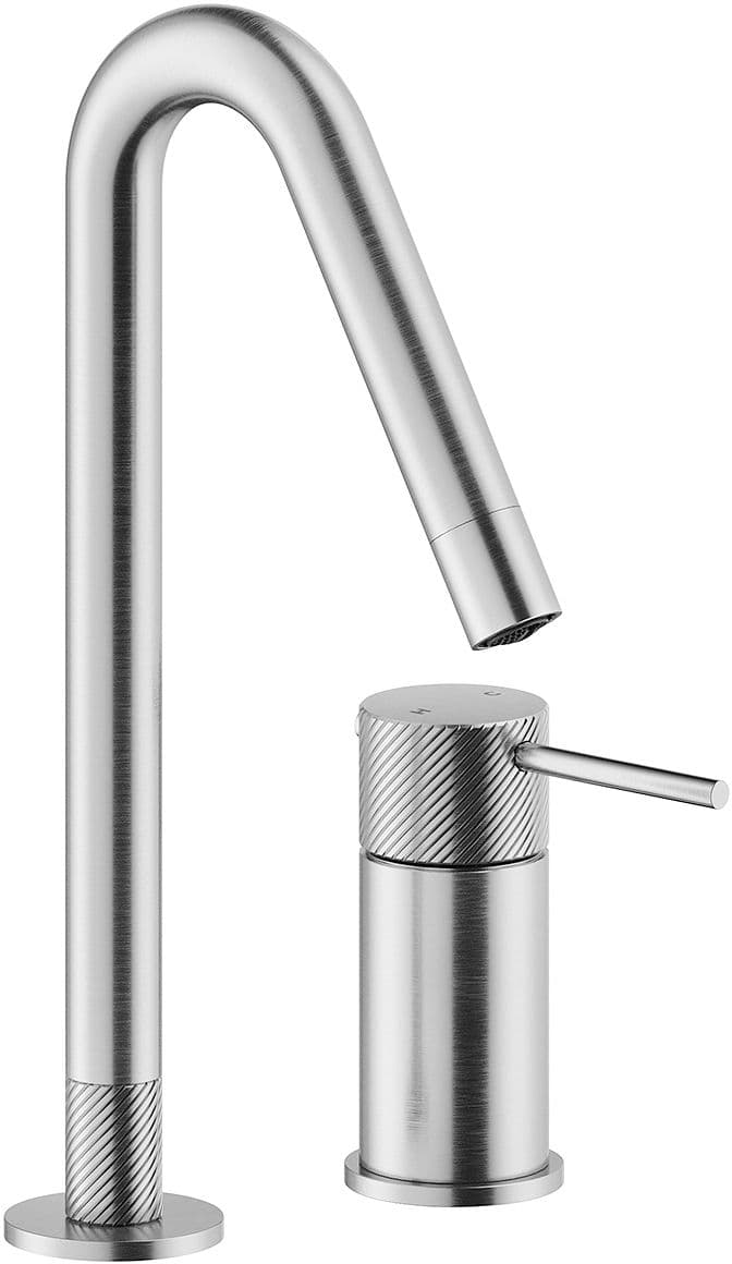 MITIGEUR LAVABO 2TROUS TABLETTE AVEC BEC RESPIRO INOX