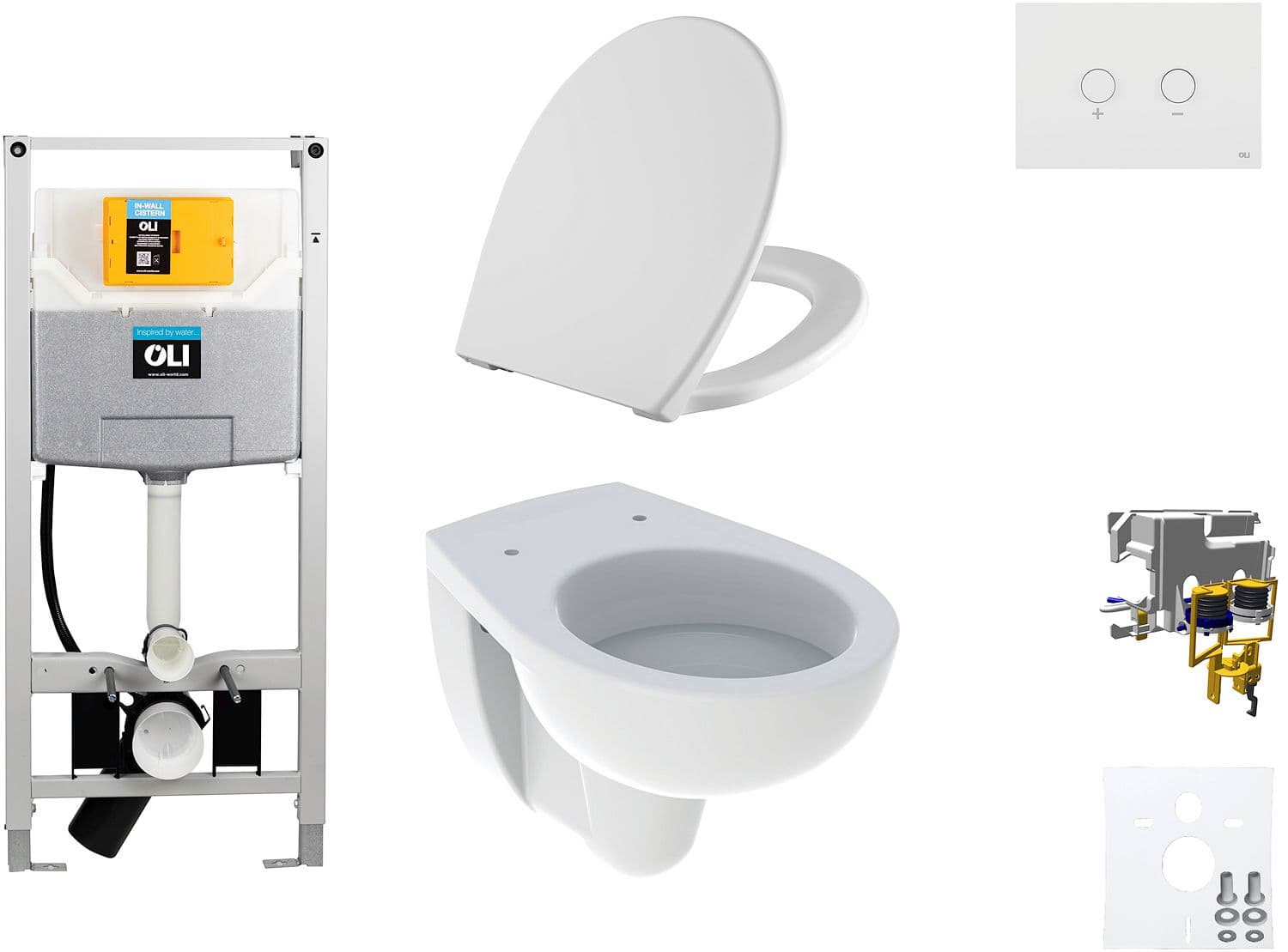 WALLFIX OLI WC SUSPENDU BASTIA D600 SOFTCLOSE + LIFT-OFF BLINK BLANC