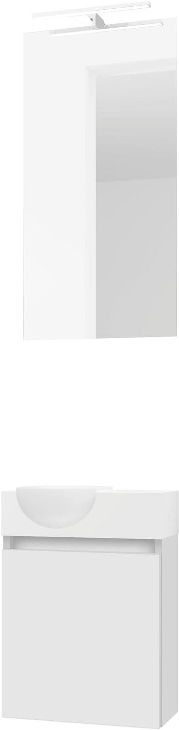 LAVE-MAINS FORM MINI QUO GAUCHE/ 1 PORT/MIROIR LUMIERE LED POUDRE BLANC