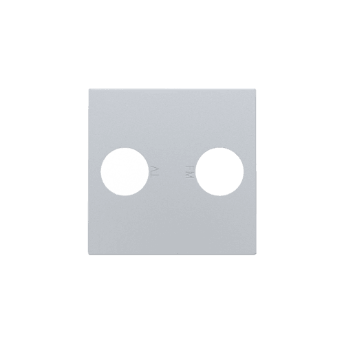 Set de finition avec 2 connexions coaxiales simples pour TV et FM, couleur sterling coated