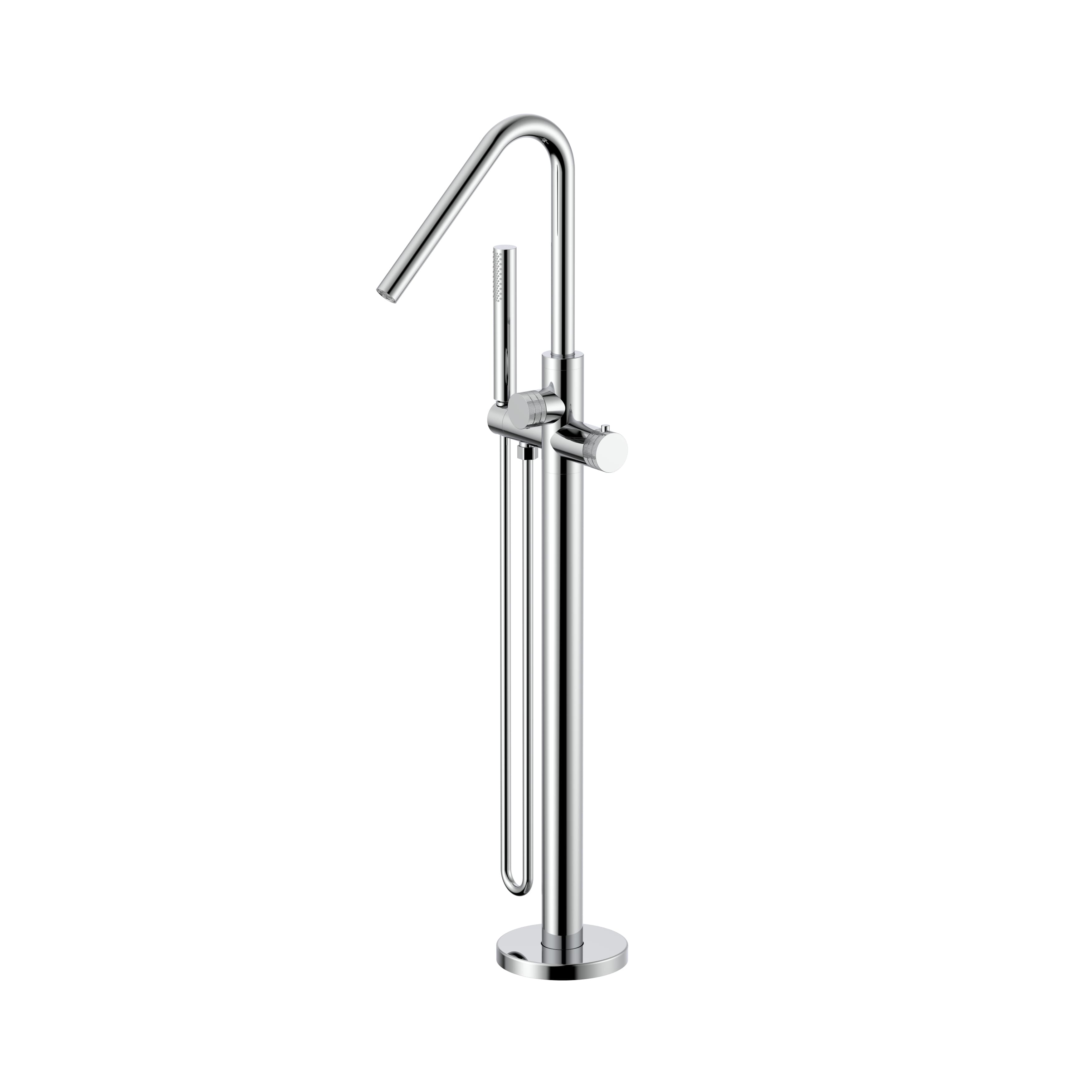 STRIA MITIGEUR DE BAIN – INDÉPENDANT – THERMOSTATIQUE – AVEC DOUCHETTE ET FLEXIBLE – BOUTONS AVEC STRUCTURE STRIÉE - BELGAQUA - CHROME