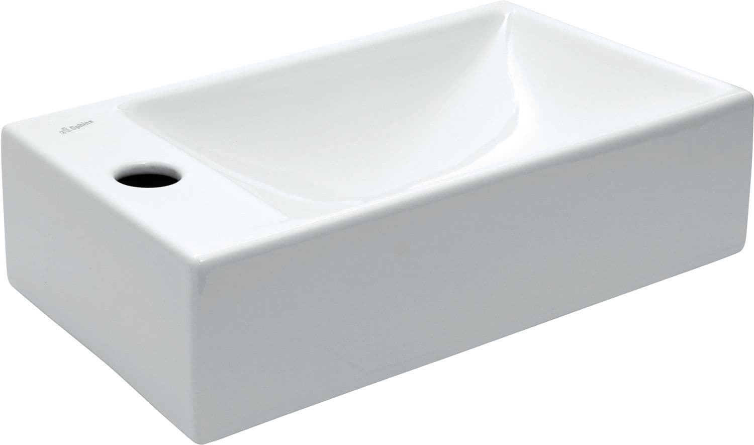 LAVE-MAINS DIEDRO GEBERIT 40-23CM TROU ROBINET GAUCHE BLANC