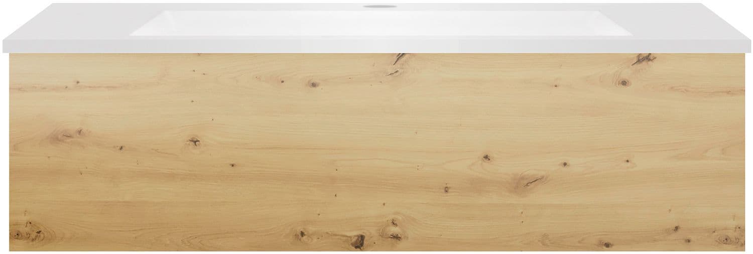 SOUS MEUBLE COFFEE 1 TIROIR 100 CHENE DECOR URBAN+LAVABO EN MARBRE SYNTHETIQUE BLANC
