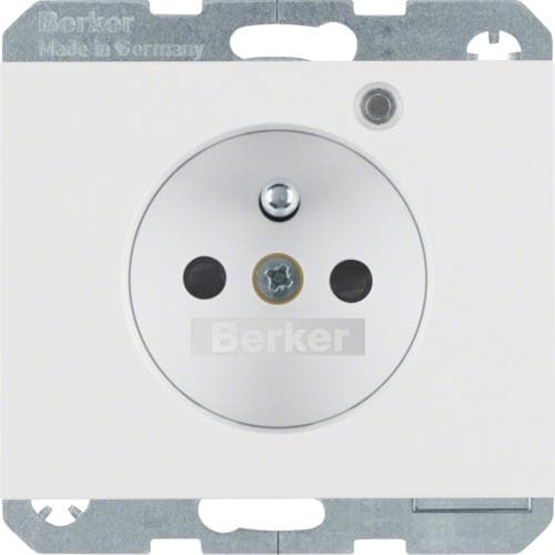 Prise de courant avec Led de contrôle Berker K.1 Blanc polaire, brillant