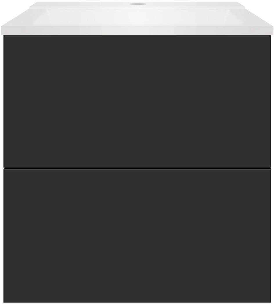 SOUS MEUBLE COFFEE 2 TIROIRS 60 GRAPHITE DOUX MAT+LAVABO BLANC MAT