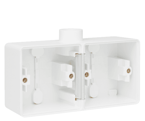 Boîte en saillie double horizontal étanche aux projections d'eau avec une entrée M20 pour deux fonctions, couleur blanc