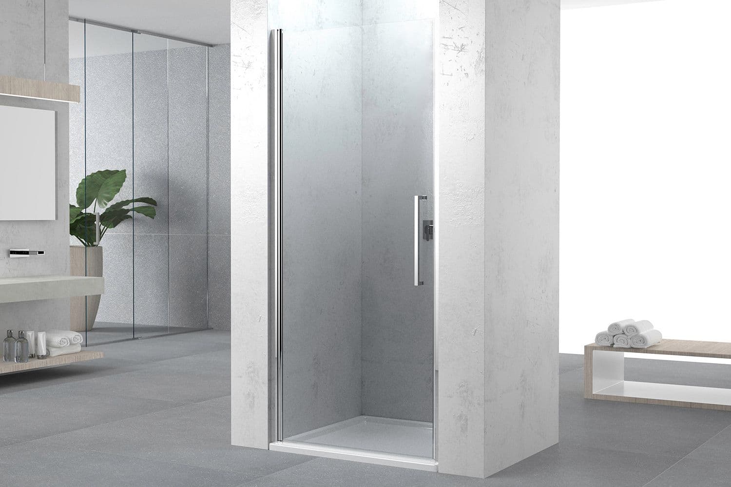 PORTE PIVOTANTE NICHE SWING 77-81 H200 CHROME-SATIN