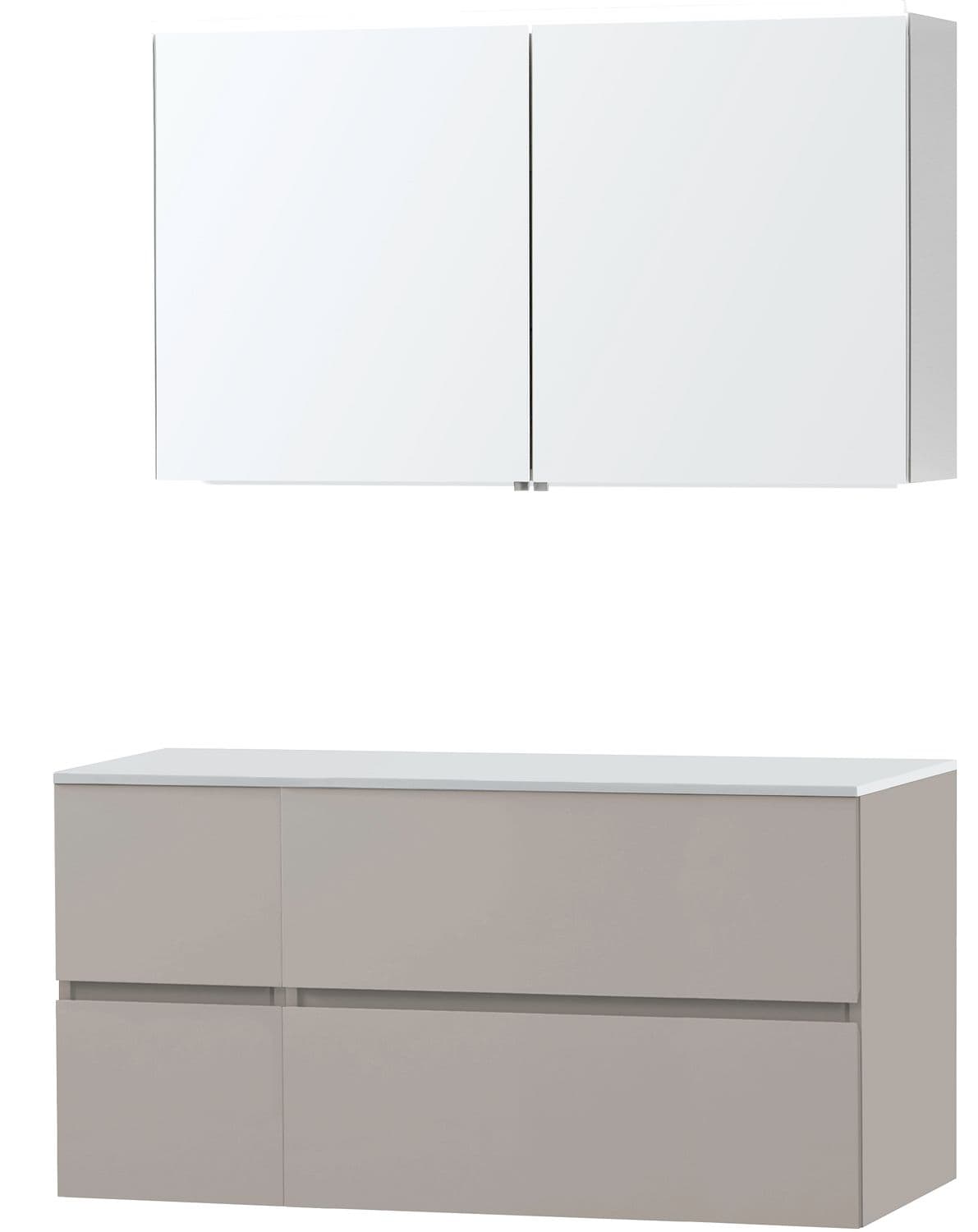 MEUBLE MOLTO POUDRE GRIS 125 POUR LAVABO A POSER SOLID ARMOIRE TOILETTE
