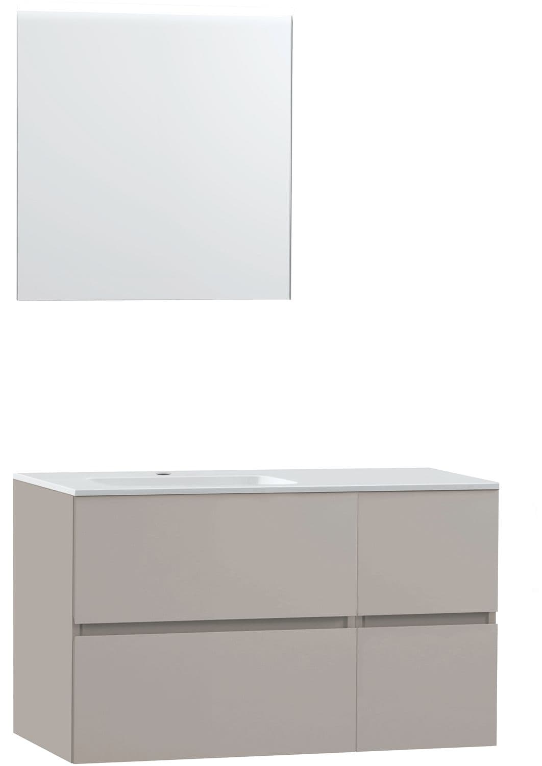 MEUBLE MOLTO POUDRE GRIS 105 GAUCHE MARBRE SYNTHETIQUE MIROIR