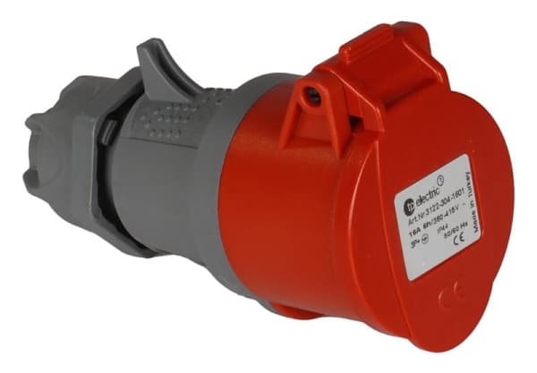 Fiche CEE femelle 4 x 32A 380 - 415Vac Rouge IP44 avec raccords à visser